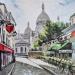 Peinture Morning in Montmartre par Rasa | Tableau Art naïf Urbain Acrylique