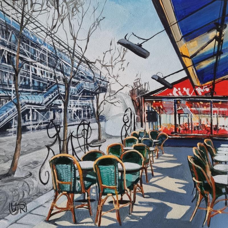 Painting Near the center of Pompidou by Rasa | Painting Naive art Acrylic Urban