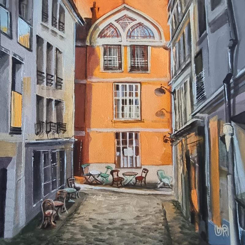 Peinture Rue Veron Montmartre par Rasa | Tableau Art naïf Acrylique Urbain