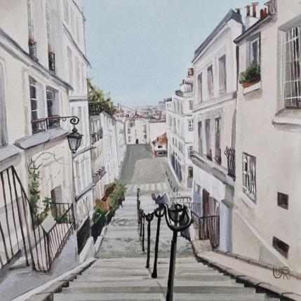 Peinture  Down Stairs par Rasa | Tableau Illustration Acrylique Vues urbaines