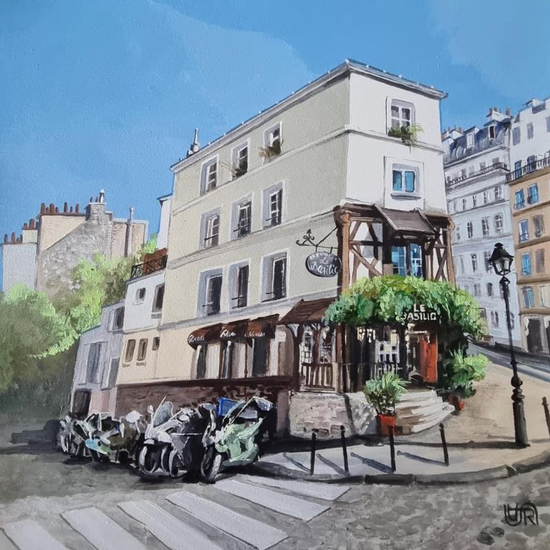Painting Le Basilic. Paris. by Rasa | Painting Naive art Urban Acrylic