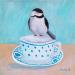 Gemälde Bird von Sally B | Gemälde Naive Kunst Alltagsszenen Tiere Acryl