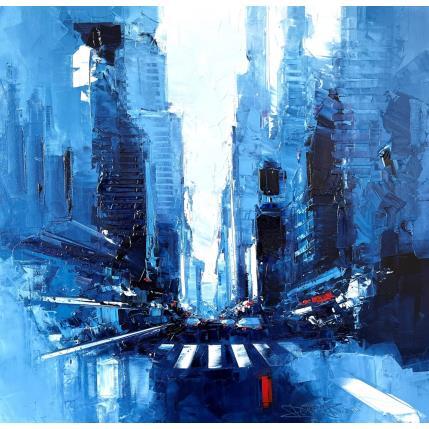 Painting Blue Night by Castan Daniel | Painting Figurative Oil Urban