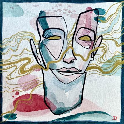 Painting Les nuages de méditation by Detovart | Painting Raw art Mixed Minimalist, Portrait