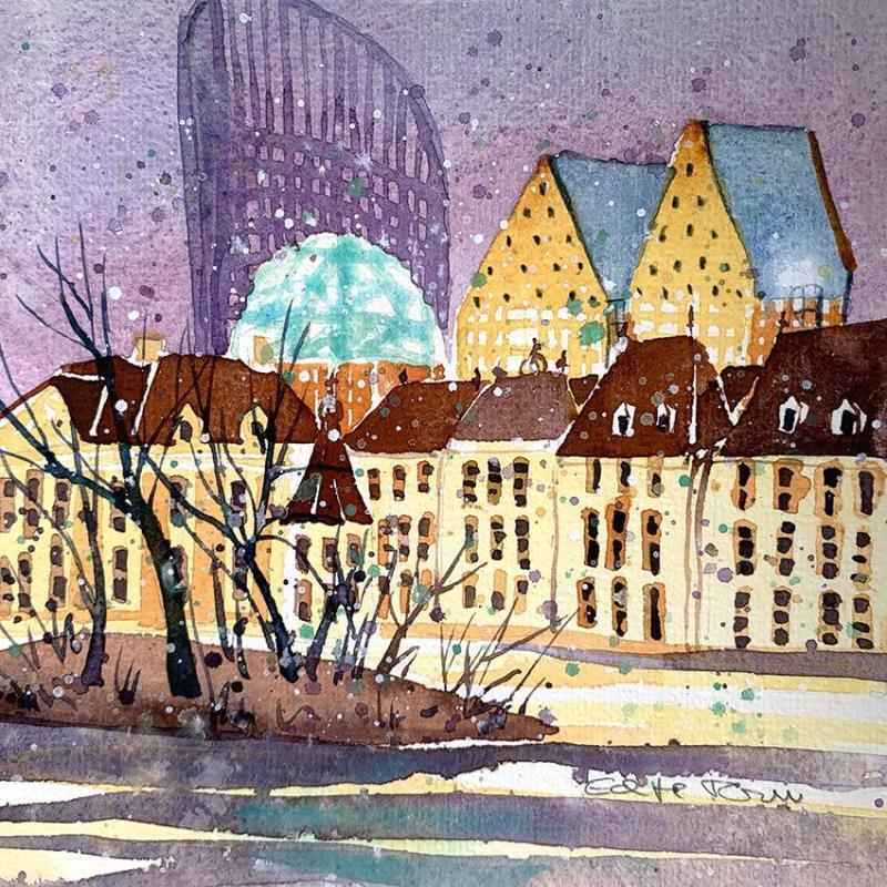 Painting NO. 22124  THE HAGUE HOFVIJVER by Thurnherr Edith | Painting Figurative Watercolor Urban