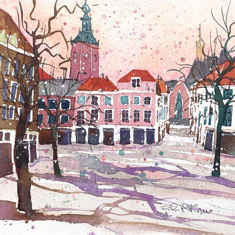 Painting NO. 22129 THE HAGUE GROTE MARKT by Thurnherr Edith | Painting Figurative Watercolor Urban