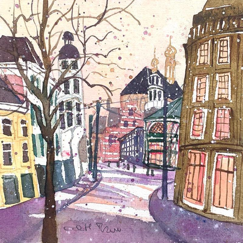 Painting NO. 22131  THE HAGUE  GRAVENSTRAAT by Thurnherr Edith | Painting Figurative Watercolor Urban
