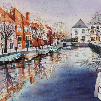 Painting NO. 22119  THE HAGUE HOOIGRACHT AUTUMN by Thurnherr Edith | Painting Figurative Watercolor Urban