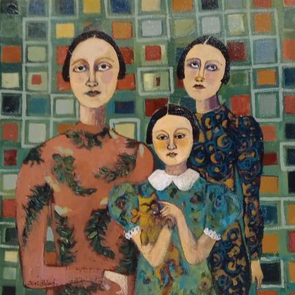 Painting Three woman and a cat by Sundblad Silvina | Painting Figurative Acrylic