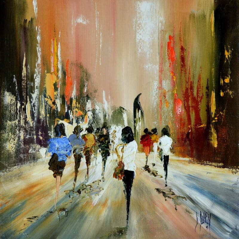 Painting En route vers... by Dupin Dominique | Painting Figurative Oil Urban