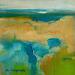 Peinture Abstrait Beige Vert par Chebrou de Lespinats Nadine | Tableau Abstrait Paysages Minimaliste Huile