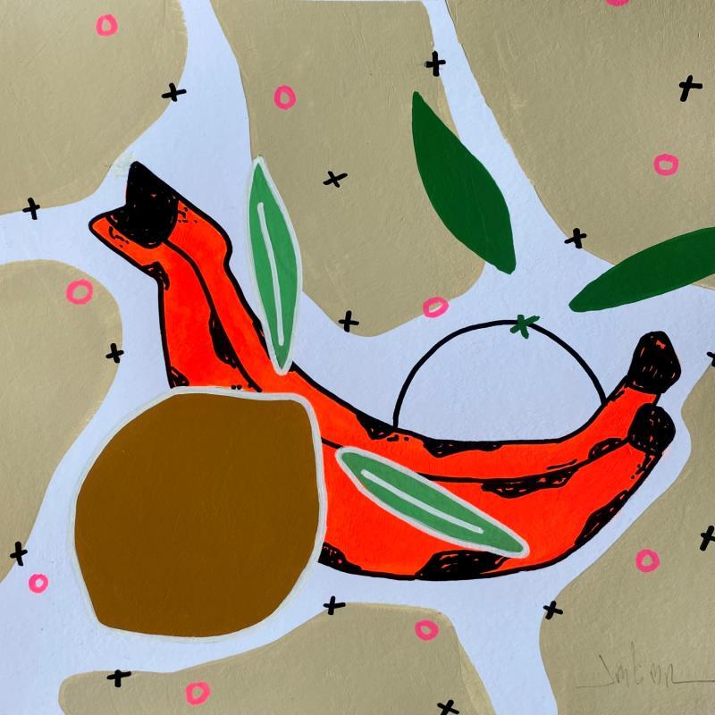 Painting Brown Lemon and an Orange Banana by JuLIaN | Painting Pop art still-life Acrylic