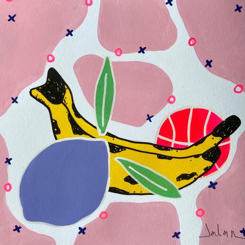 Gemälde Purple Lemon and a Yellow Banana von JuLIaN | Gemälde Pop-Art Stillleben Acryl