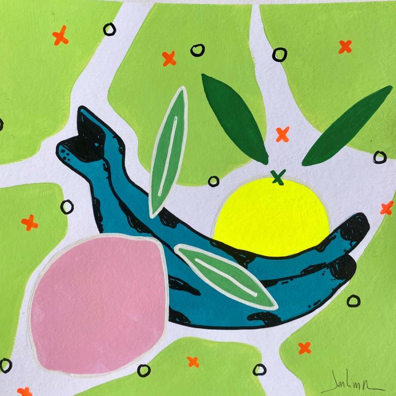 Gemälde Pink Lemon and a Blue Banana von JuLIaN | Gemälde Pop-Art Stillleben Acryl