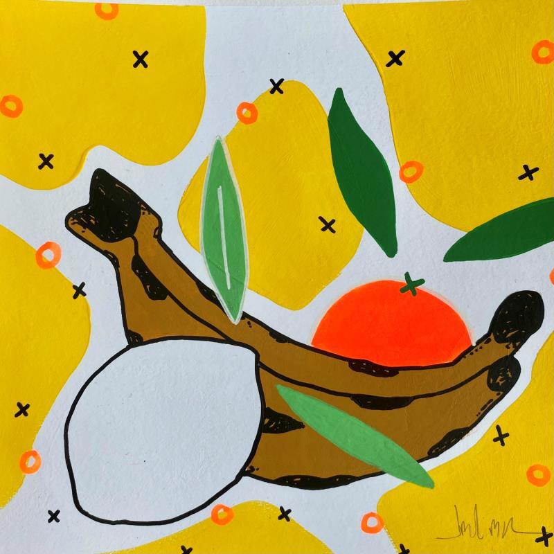 Painting White Lemon and a Brown Banana by JuLIaN | Painting Pop-art Acrylic Still-life