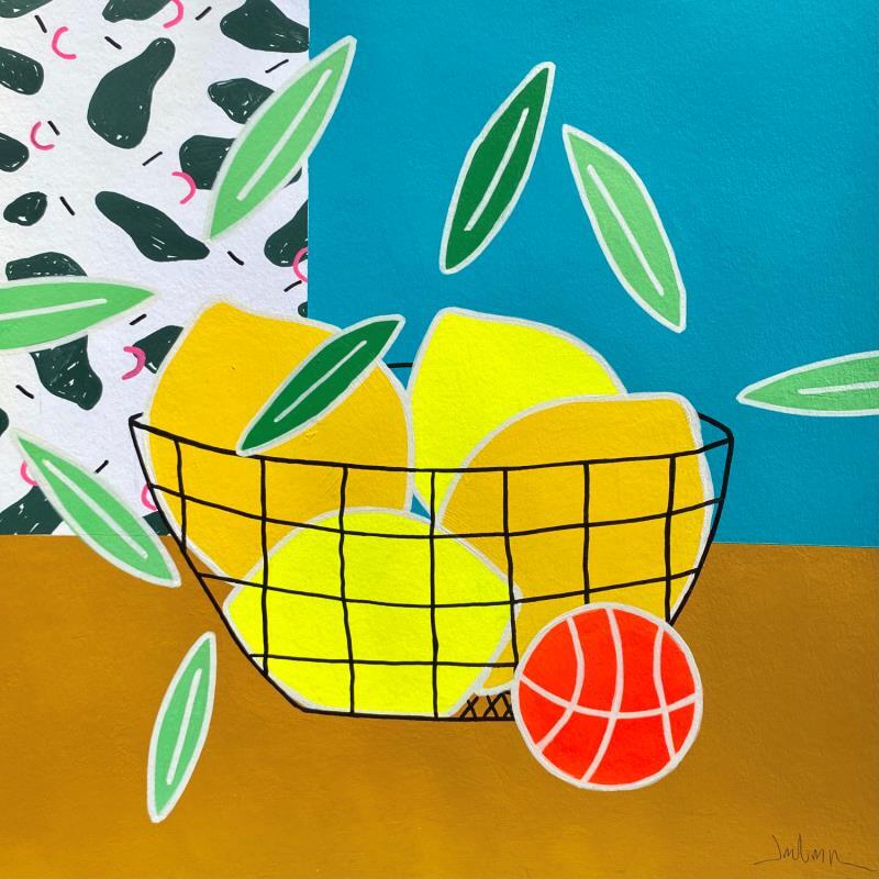 Gemälde Lemons on a table #2 von JuLIaN | Gemälde Figurativ Acryl Stillleben