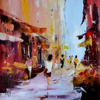 Painting Les Etals by Dupin Dominique | Painting Figurative Oil Urban