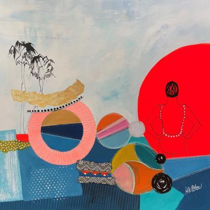 Painting Nageuse au bord du bassin by Lau Blou | Painting Illustrative Mixed