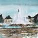Peinture Vienne La fontaine au grand jet d’eau par Hoffmann Elisabeth | Tableau Figuratif Urbain Aquarelle