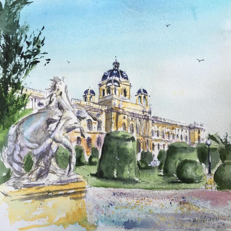 Painting Kunsthistorisches Museum by Hoffmann Elisabeth | Painting Figurative Watercolor Urban