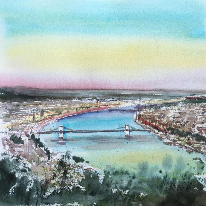 Painting Donau 1 by Hoffmann Elisabeth | Painting Figurative Urban Watercolor