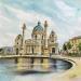 Painting Karlskirche by Hoffmann Elisabeth | Painting Figurative Urban Watercolor