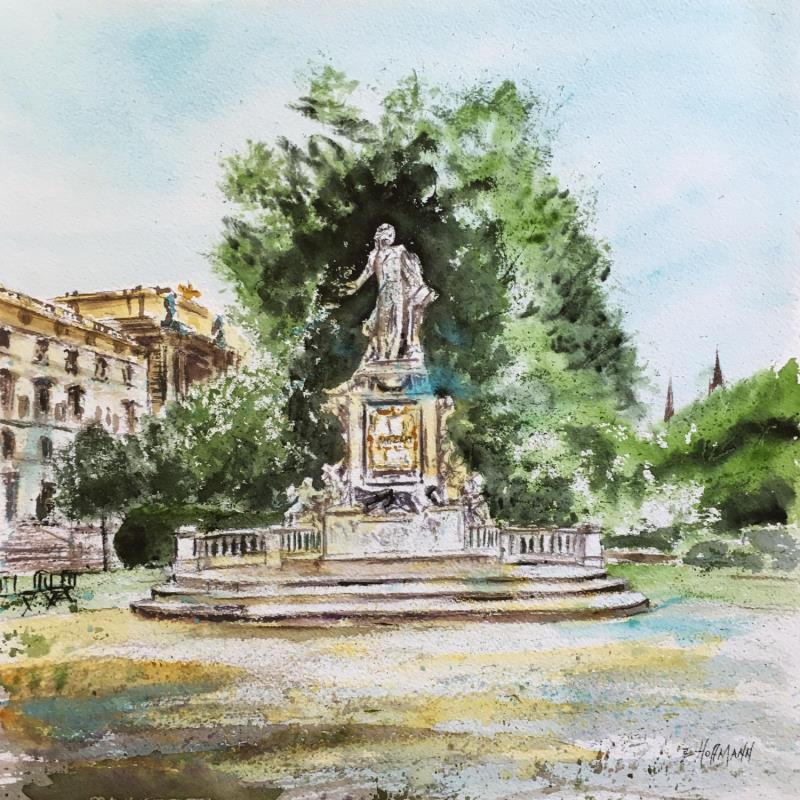 Painting Mozart by Hoffmann Elisabeth | Painting Figurative Watercolor Urban