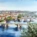 Peinture Prague Vltava par Hoffmann Elisabeth | Tableau Figuratif Urbain Aquarelle