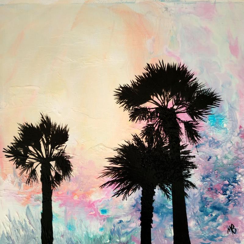 Painting les palmiers by Blandin Magali | Painting Figurative Acrylic, Oil Landscapes, Minimalist