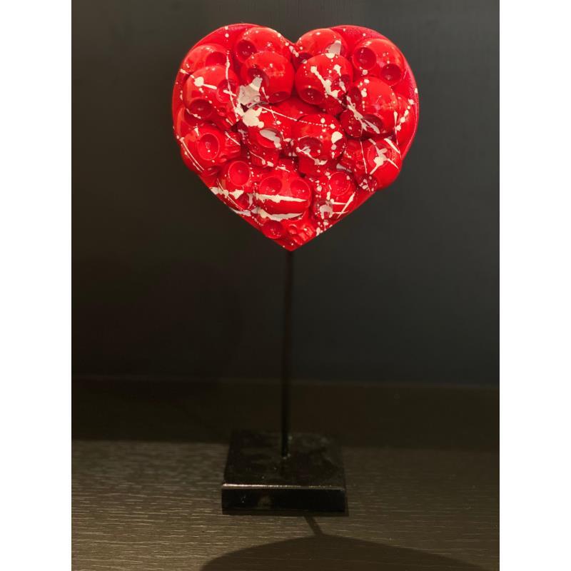 Sculpture Heartskull tige rouge by VL | Sculpture Pop art Mixed