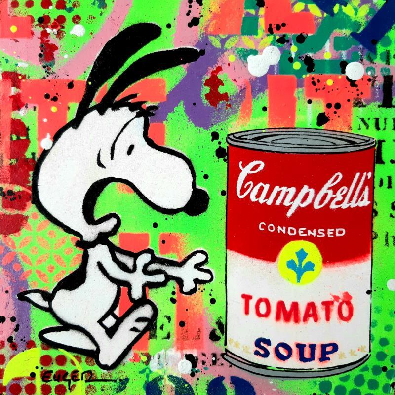 Painting SNOOPY & CAMPBELL'S by Euger Philippe | Painting Pop-art Pop icons Graffiti Cardboard Acrylic Gluing