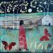 Gemälde Mujer de rosa von Arias Parera Almudena | Gemälde Naive Kunst Landschaften Alltagsszenen Acryl