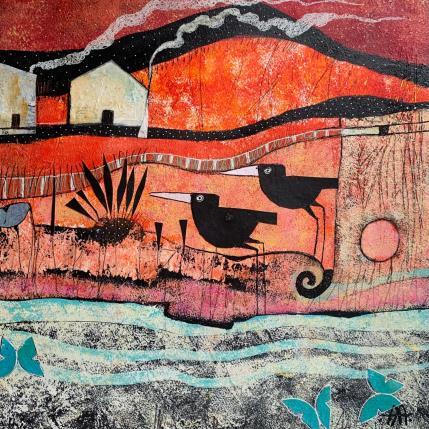Gemälde Paisaje rojo von Arias Parera Almudena | Gemälde Naive Kunst Acryl Landschaften
