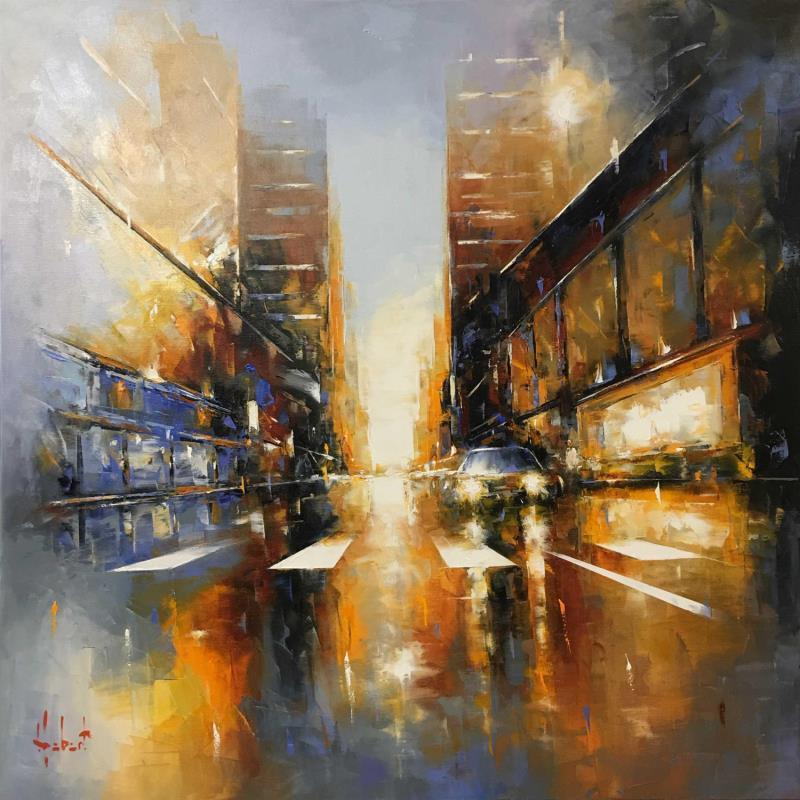 Painting New York by Hébert Franck | Painting Figurative Oil Landscapes, Marine