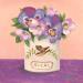 Peinture Fleurs dans pot de sucre par Sally B | Tableau Art Singulier Acrylique Natures mortes