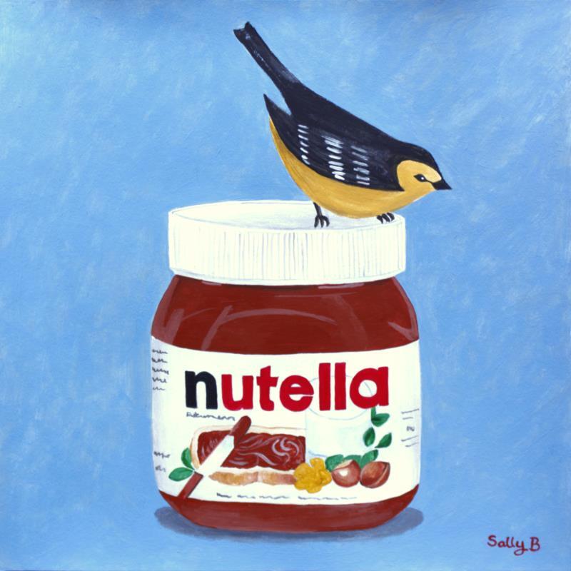 Painting Oiseau avec Nutella by Sally B | Painting Raw art Acrylic Animals, still-life