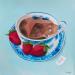 Painting Thé de joie avec fraises by Sally B | Painting Raw art Still-life Acrylic