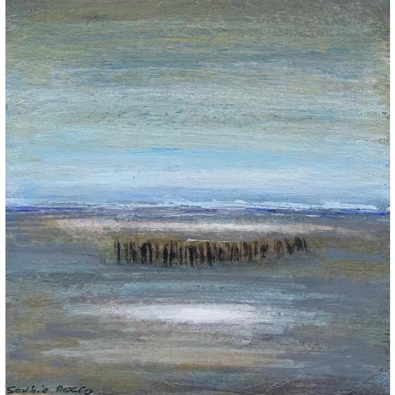 Gemälde Lagune von Rocco Sophie | Gemälde Art brut Landschaften Marine Öl Acryl Collage Sand