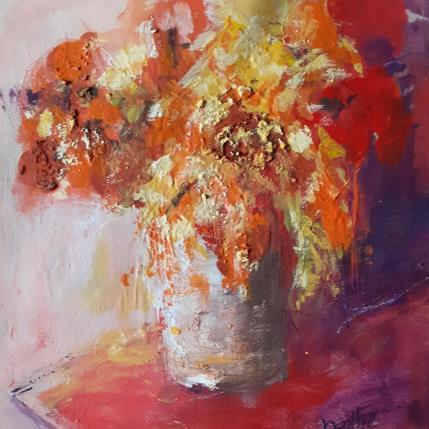 Peinture bouquet de fleurs sur le vase par Nelleke Smit | Tableau Figuratif Acrylique natures mortes