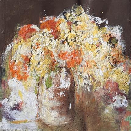 Peinture mes fleurs dans le vase par Nelleke Smit | Tableau Figuratif Acrylique, Huile Natures mortes