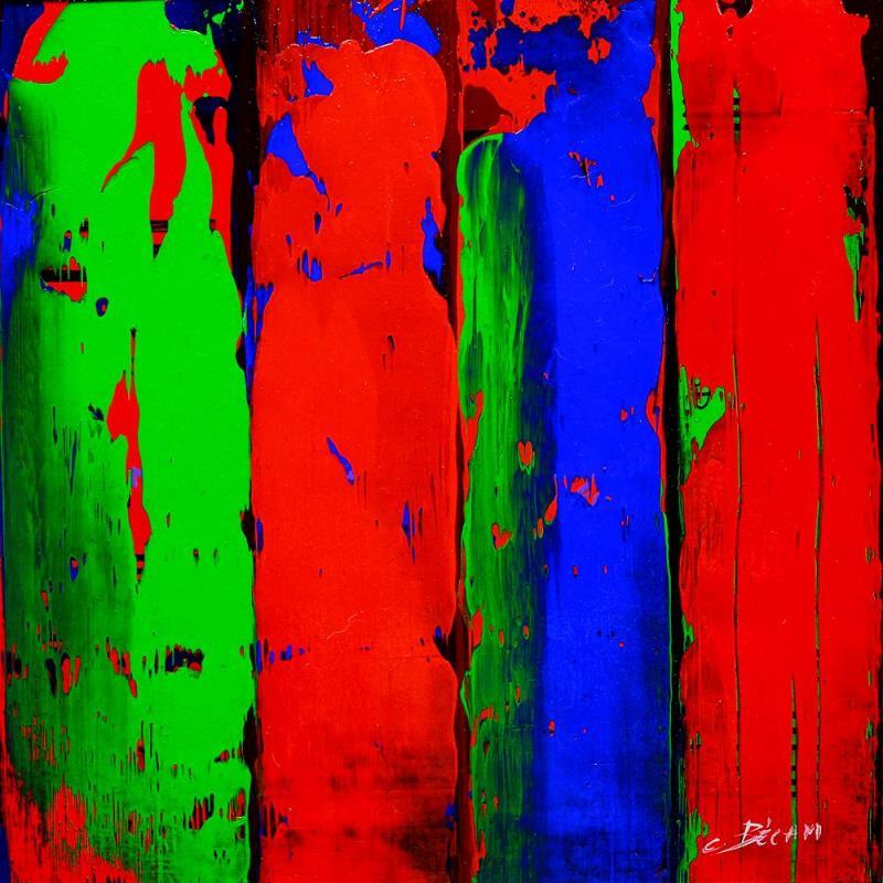 Peinture Bandes Colorées n°70 par Becam Carole | Tableau Abstrait Minimaliste Huile Acrylique