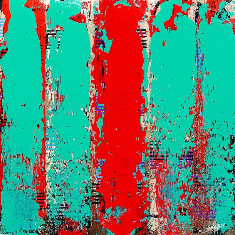 Peinture Bandes Colorées n°79 par Becam Carole | Tableau Abstrait Acrylique, Huile minimaliste