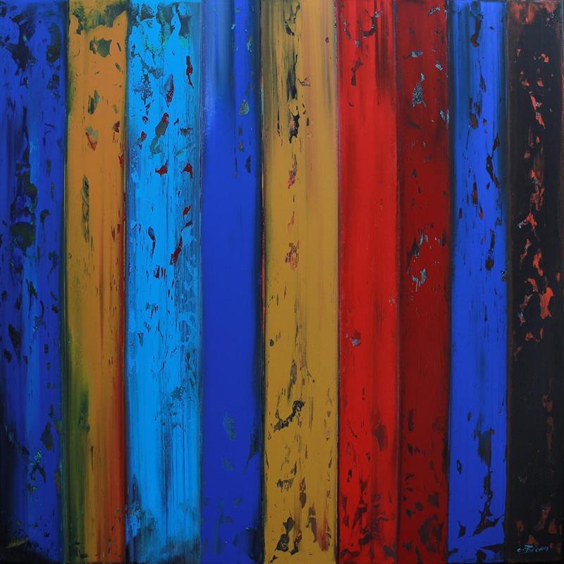 Painting Bandes Colorées n°11 by Becam Carole | Painting Abstract Acrylic Minimalist