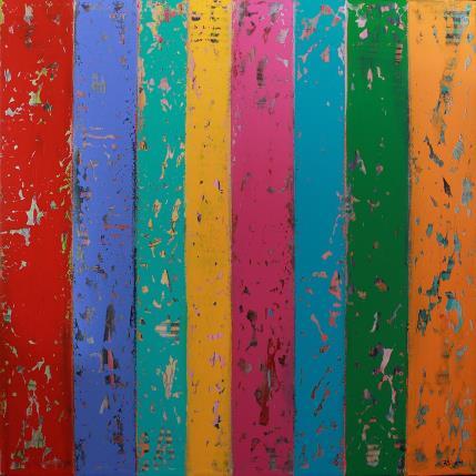 Peinture Bandes Colorées n°10 par Becam Carole | Tableau Abstrait Acrylique, Huile minimaliste