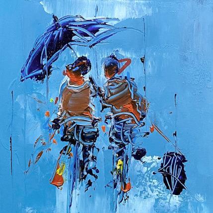 Peinture Sous ton parapluie par Raffin Christian | Tableau Figuratif Huile scènes de vie
