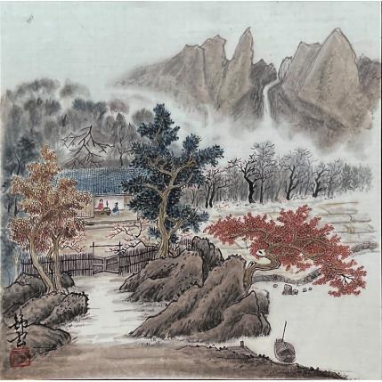 Peinture Paysage d'automne par Tayun | Tableau Figuratif Encre Paysages