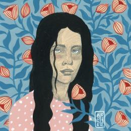 Painting Rachel by Alie Loizel | Painting Naive art Acrylic Portrait