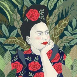 Gemälde Frida #2 von Alie Loizel | Gemälde Naive Kunst Acryl Porträt