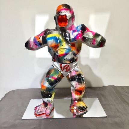 Sculpture King Kong Gorilla Red Love by Cornée Patrick | Sculpture Pop art Recycled objects