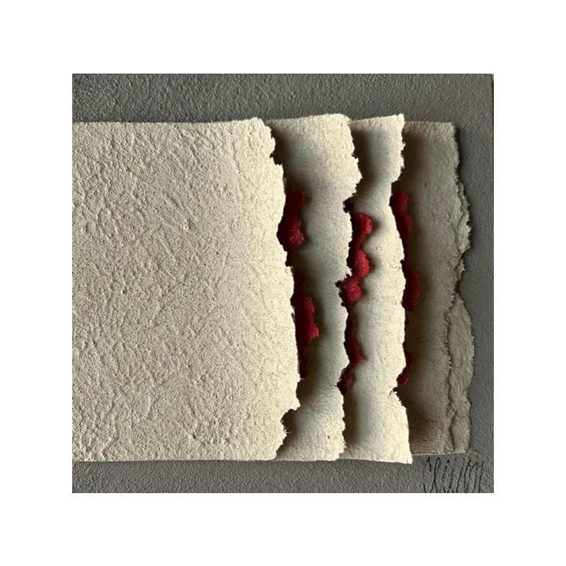 Painting Poissons rouges by Clisson Gérard | Painting Abstract Wood Minimalist